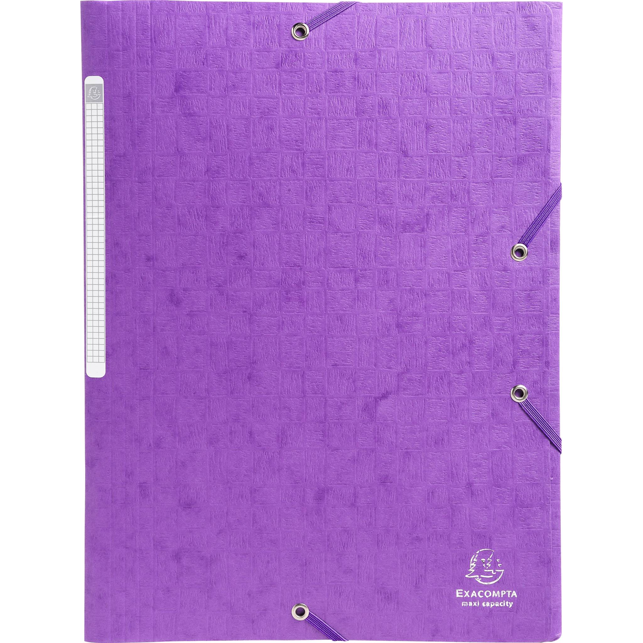 Exacompta 25x Sammelmappe +Gummizug 3 Klappen Karton 600g A4 MAXI Violett 55957E
