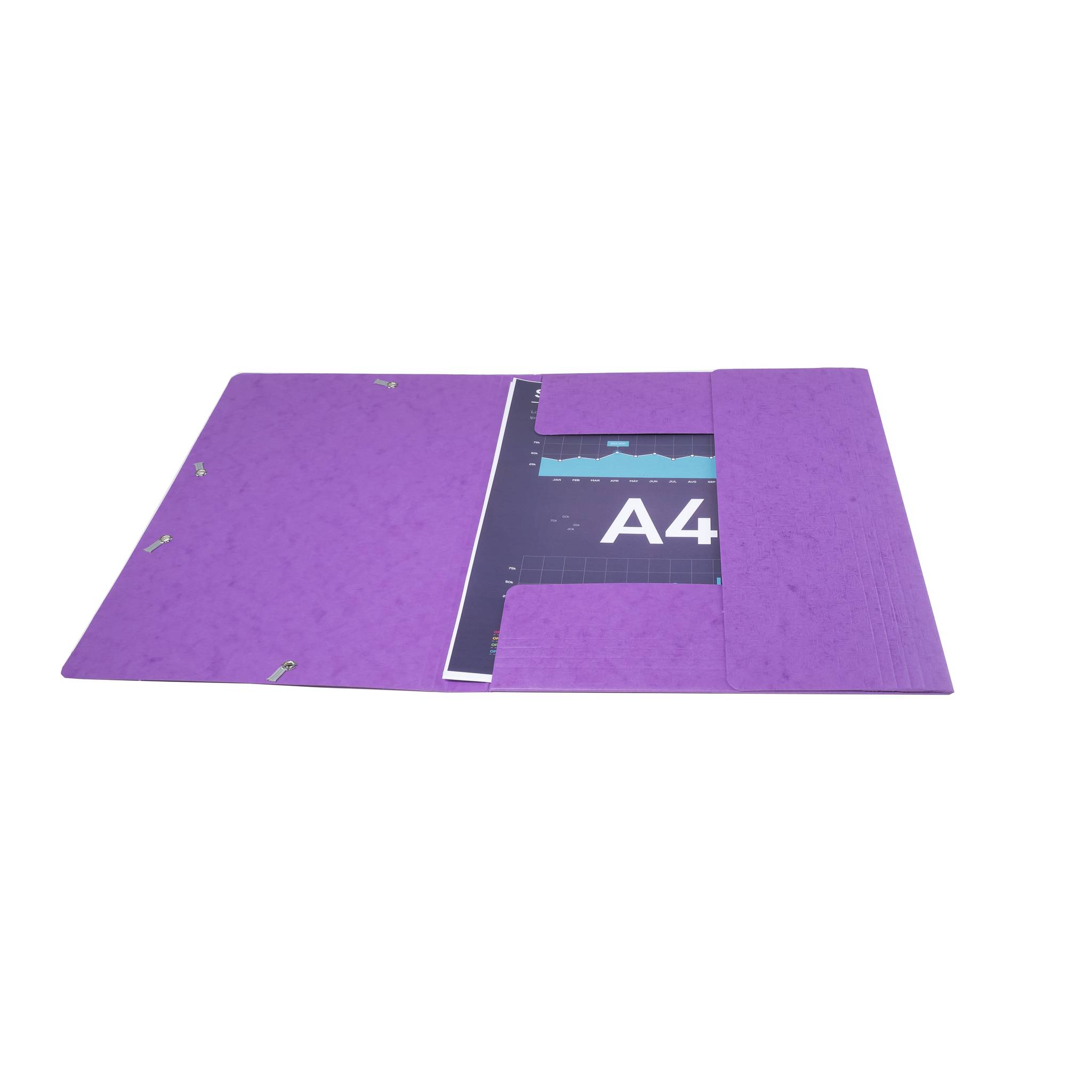 Exacompta 25x Sammelmappe +Gummizug 3 Klappen Karton 600g A4 MAXI Violett 55957E