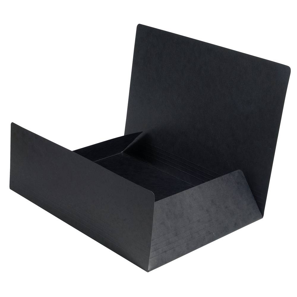 Exacompta 25x Aktenmappe +3 Klappen ohne Gummizug, Karton, A4, Schwarz, 56401E