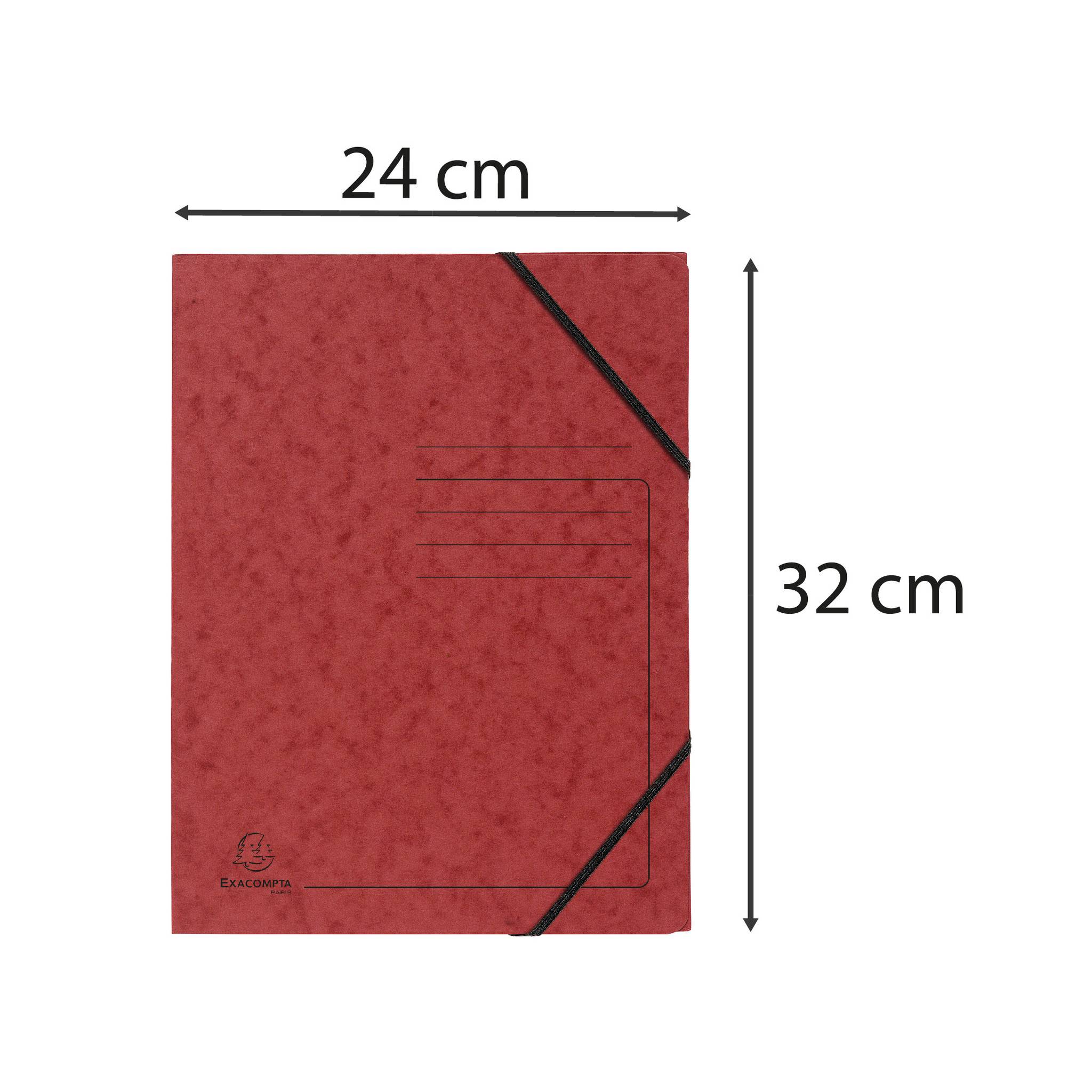 Exacompta 25x Eckspannmappe + Gummizug ohne Klappen, Karton, A4, Rot, 555415E