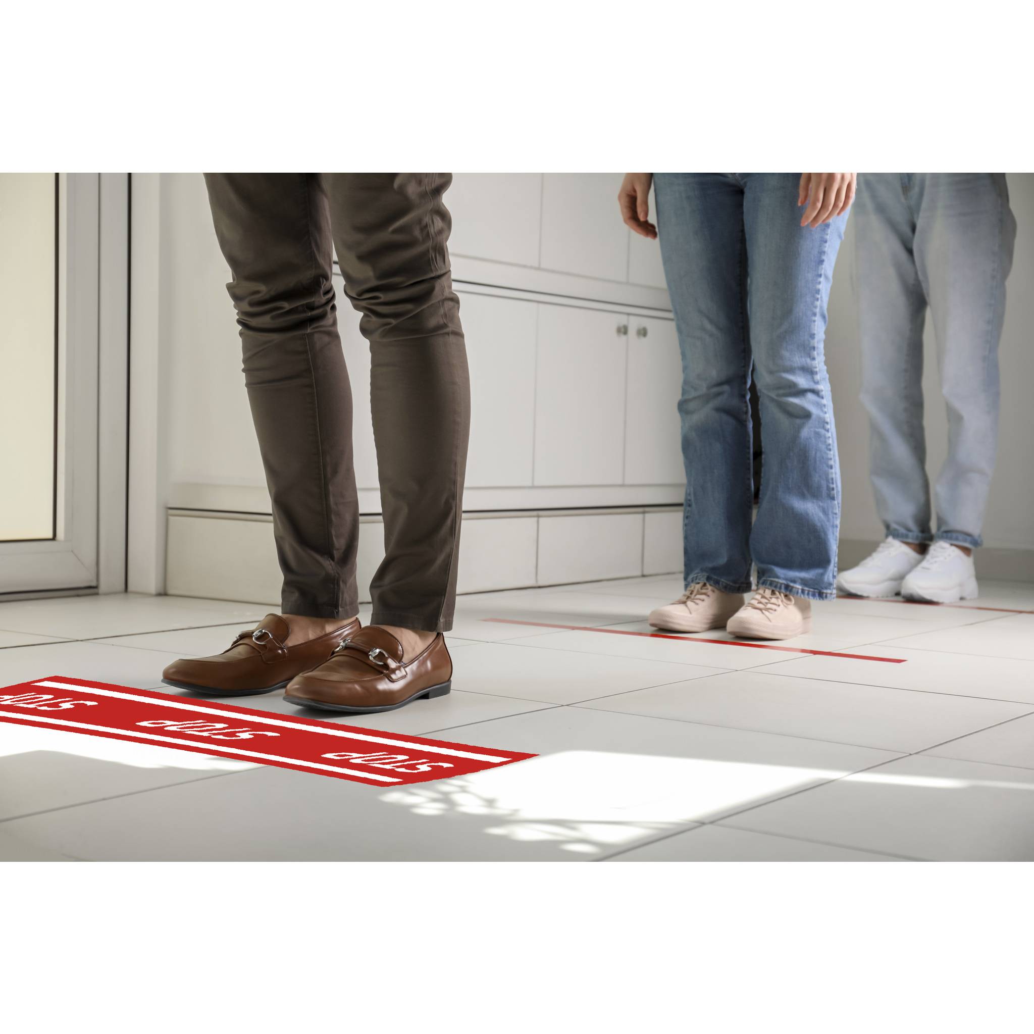 Exacompta Hinweisschild Band Stop PVC selbstklebend rutschfest 100 cm Rot 67017E