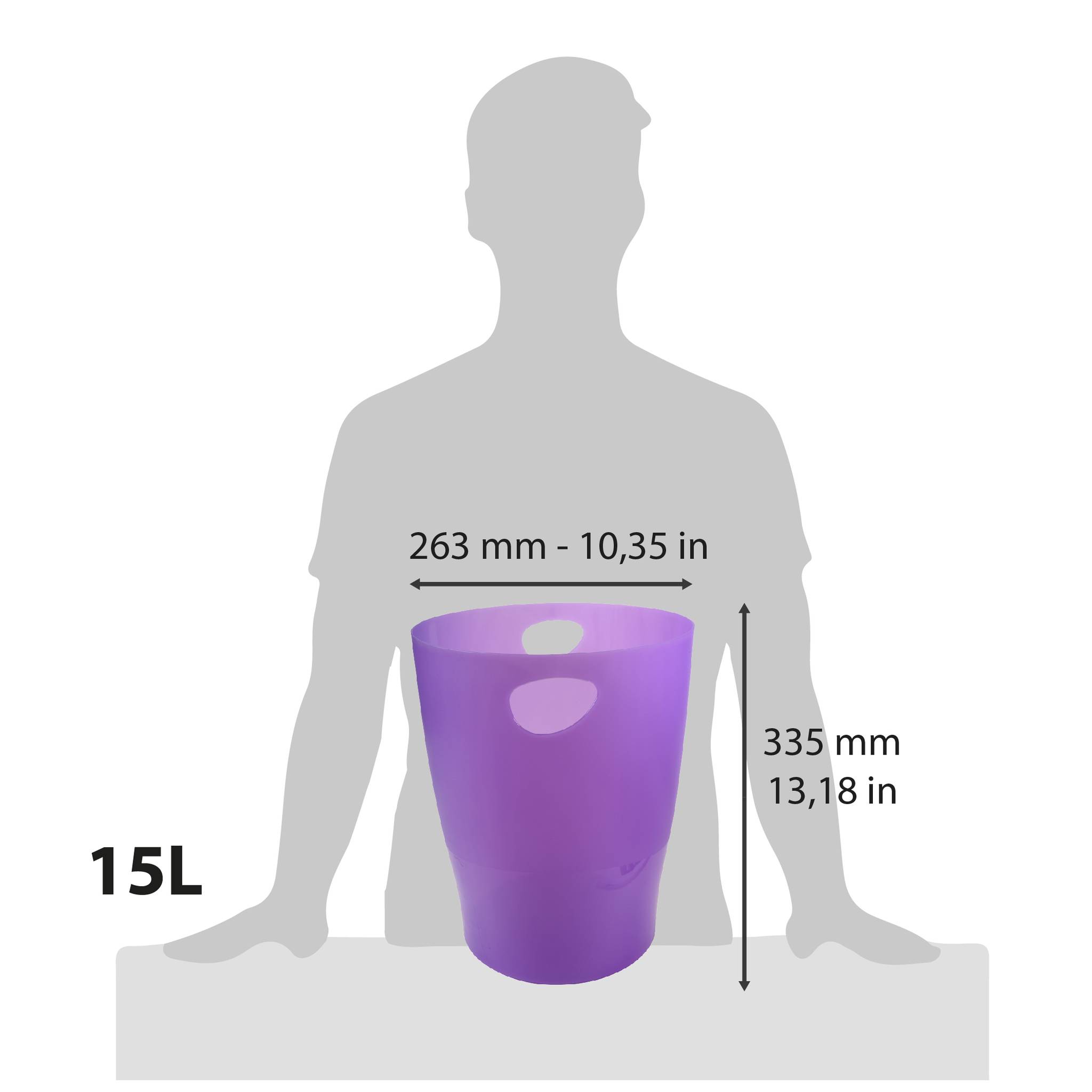 Exacompta 8x Papierkorb Ecobin, 15 Liter, Chromaline - Violett - 45319D