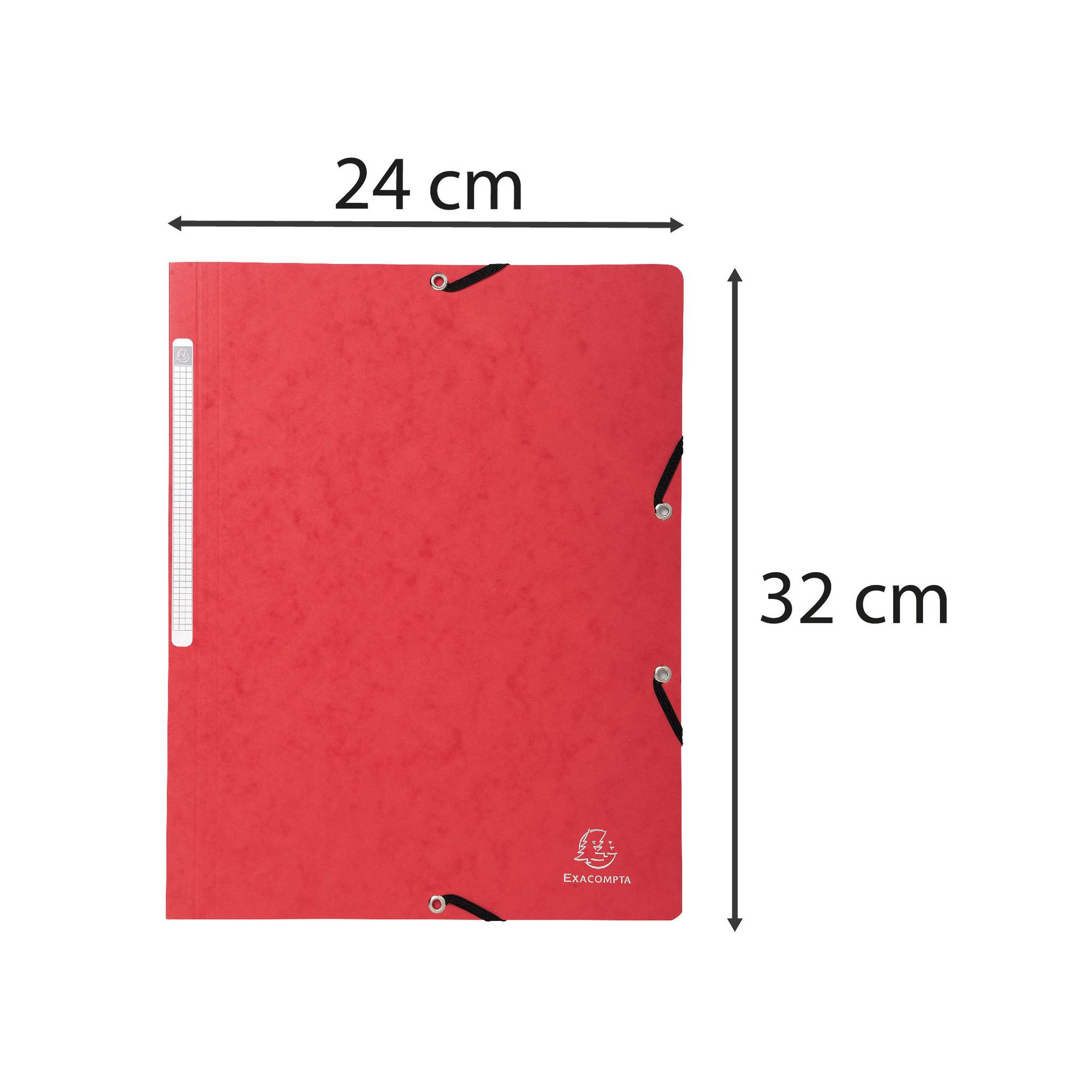 Exacompta 25x Eckspannmappe + Gummizug ohne Klappen, Karton, A4, Rot, 5515E