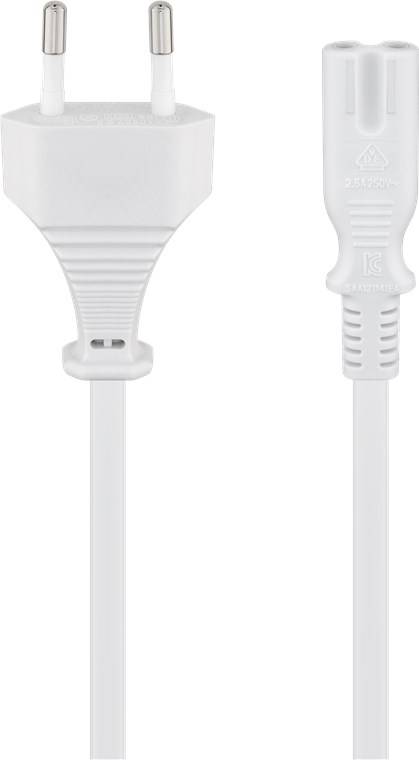 Goobay 51326 Netzkabel mit Eurostecker & C7 Buchse universell Stromkabel für PlayStation & Xbox Eurokabel, Weiß, 1.50 m
