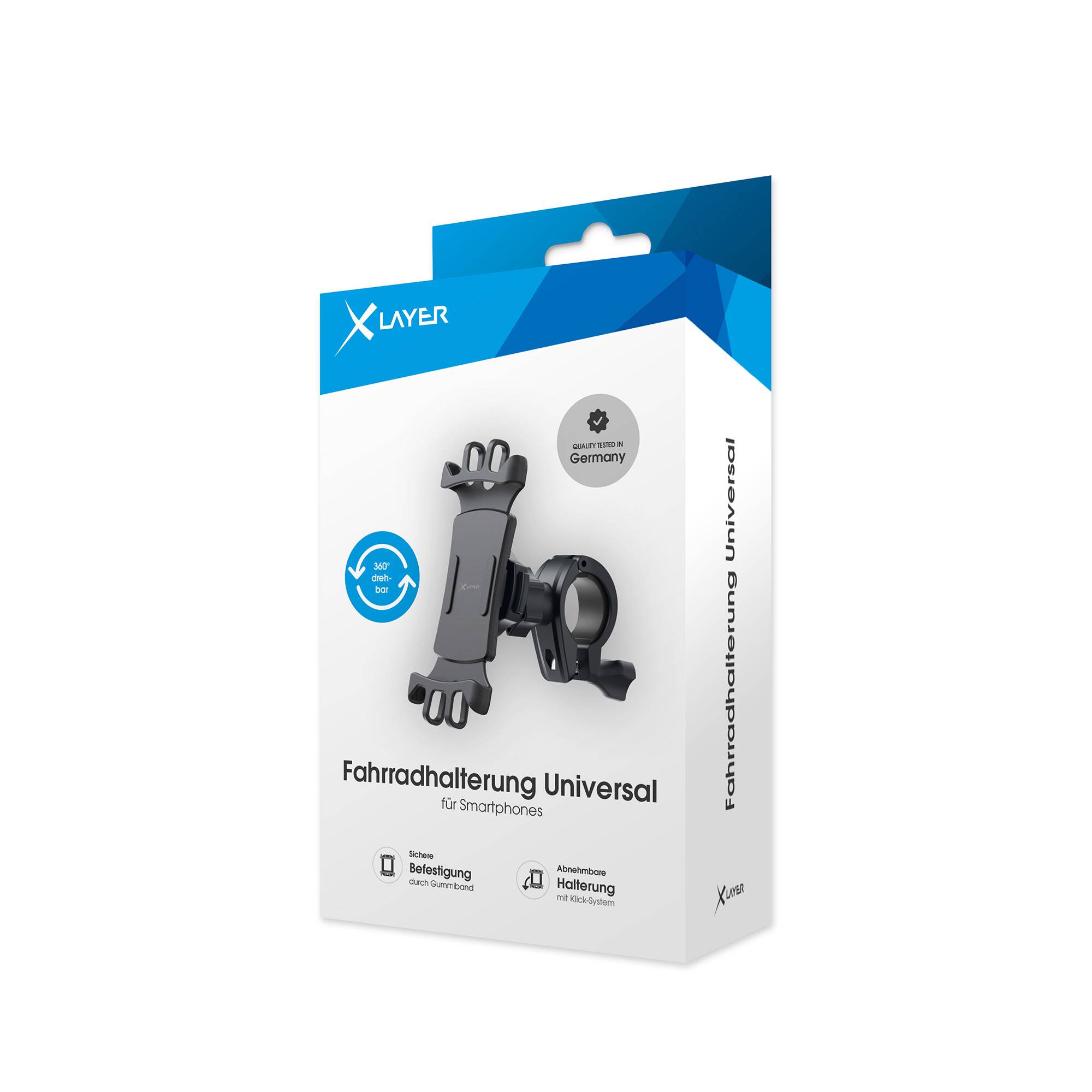 XLayer Fahrradhalterung Universal für Smartphones Schwarz