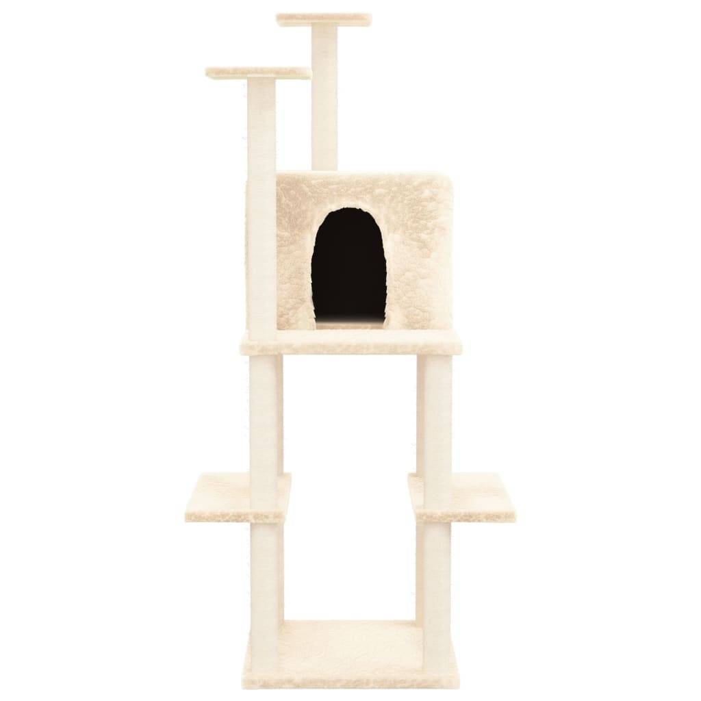 vidaXL Kratzbaum mit Sisal-Kratzsäulen Creme 144,5 cm