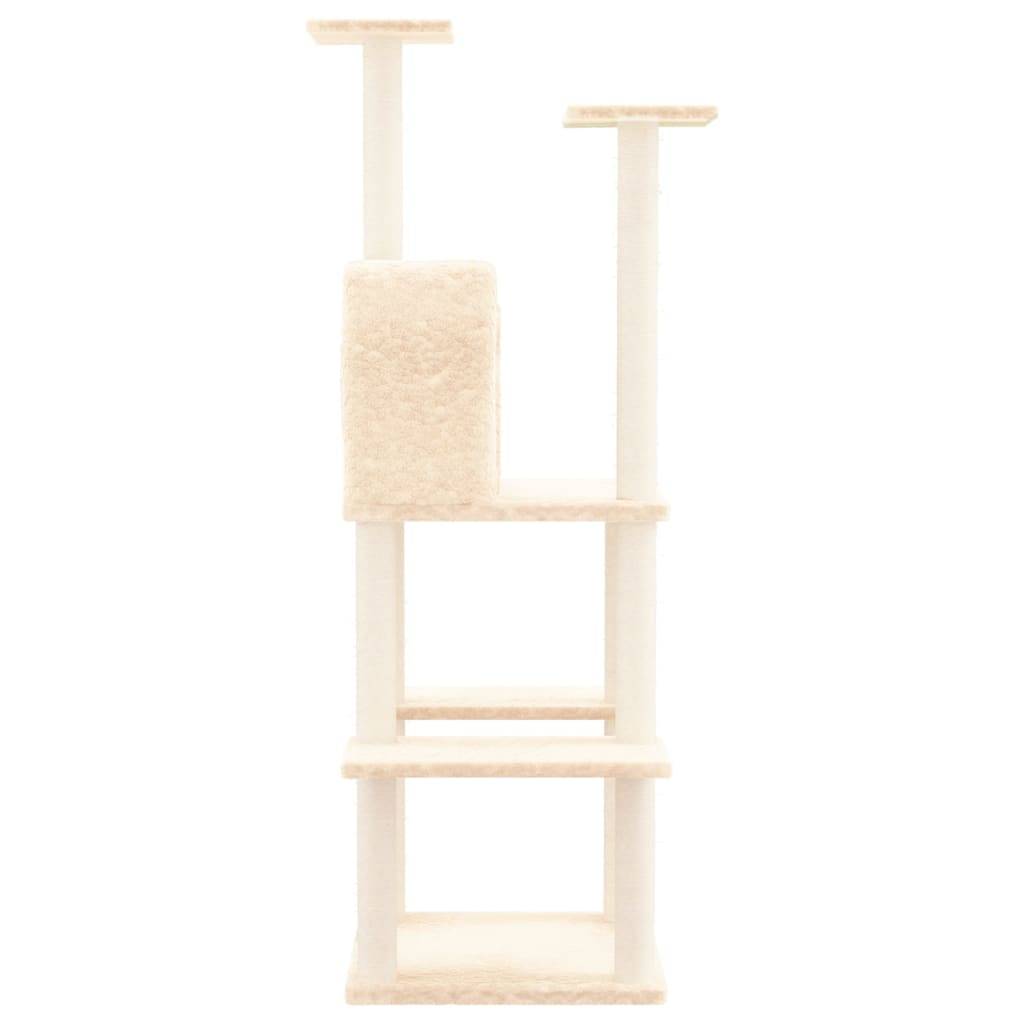 vidaXL Kratzbaum mit Sisal-Kratzsäulen Creme 144,5 cm
