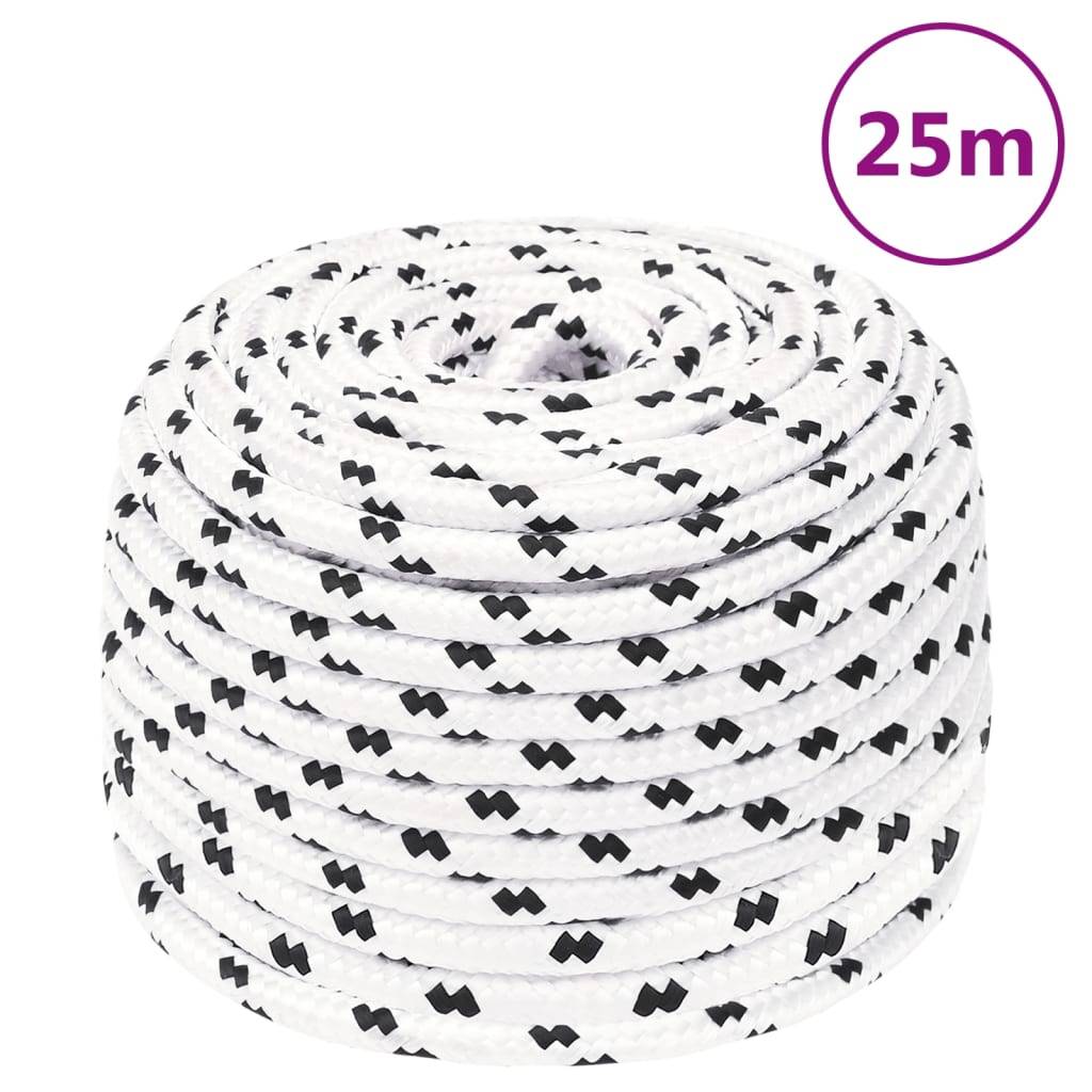 vidaXL Bootsseil Geflochten Weiß 6 mmx25 m Polyester