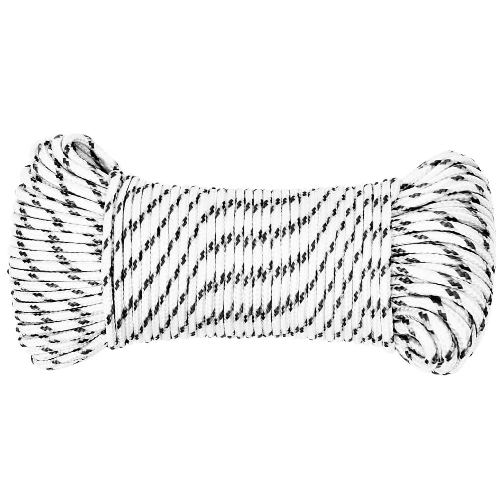 vidaXL Bootsseil Geflochten Weiß 4 mmx25 m Polyester