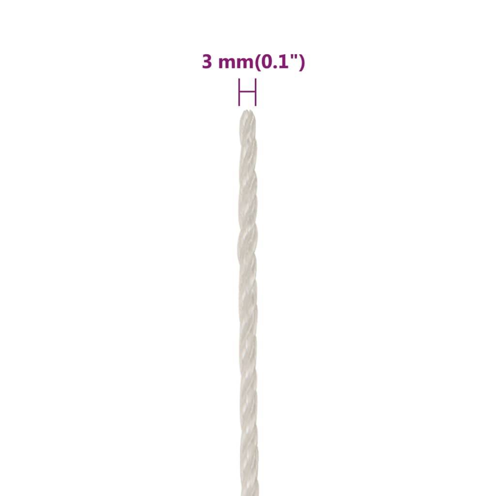 vidaXL Arbeitsseil Weiß 3 mm 250 m Polypropylen