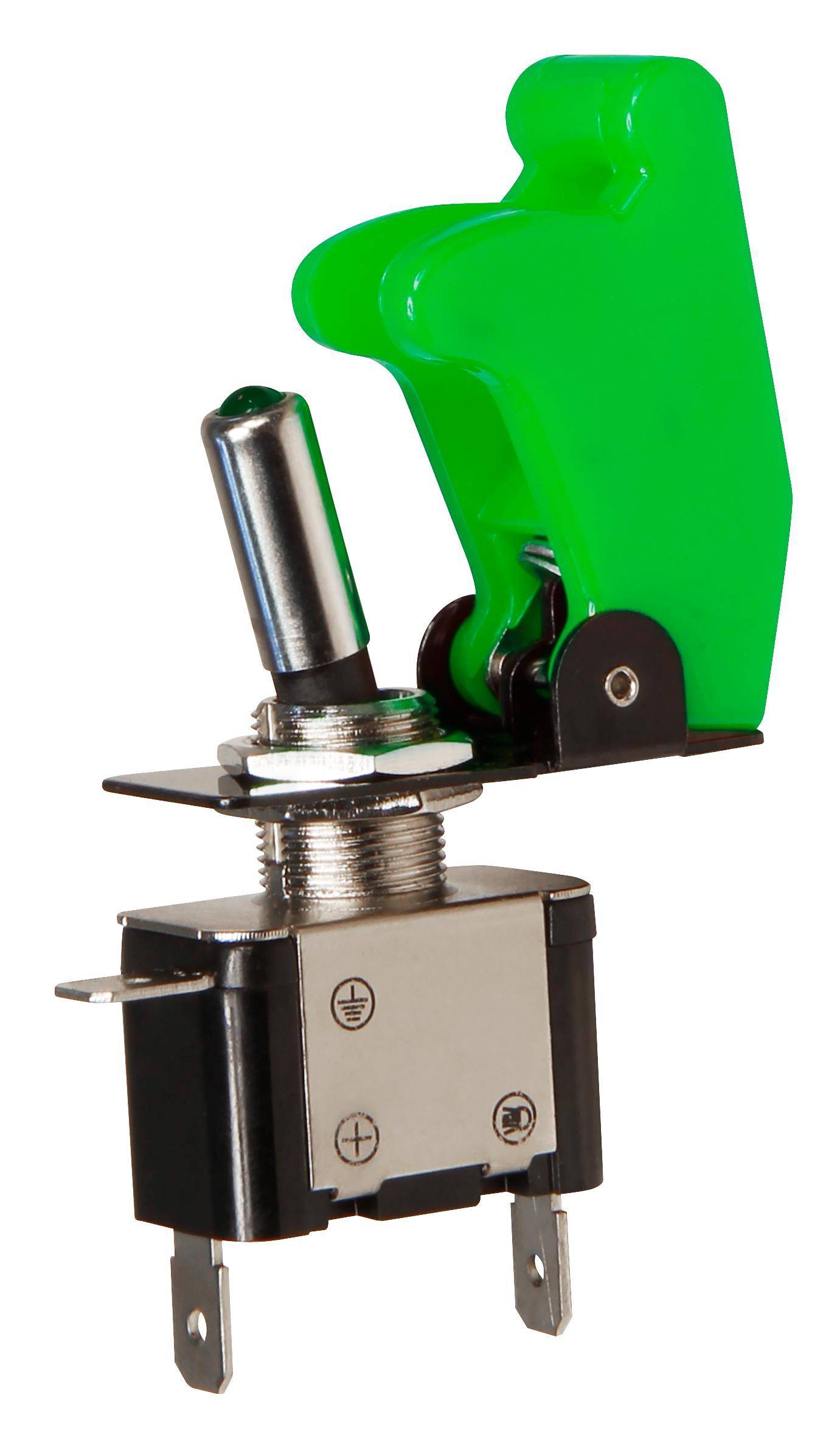 Kippschalter mit Schutzkappe und LED, 12V / 20A - Farbe: grün