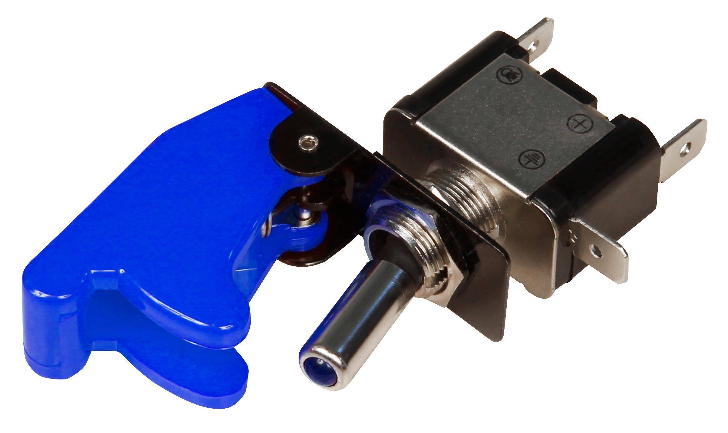 Kippschalter mit Schutzkappe und LED, 12V / 20A - Farbe: blau