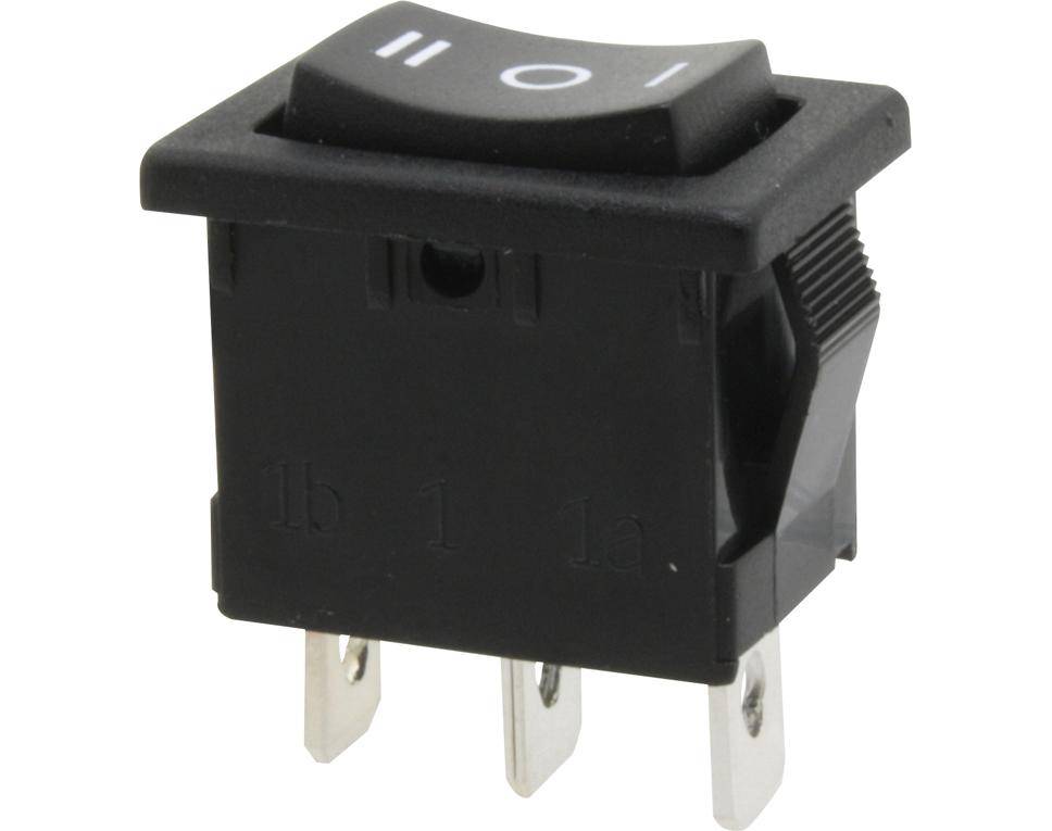 Wippschalter mit Mittelstellung, 1-polig, schwarz, ON-OFF-ON