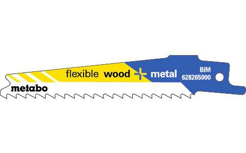 5 Säbelsägeblätter, Holz+Metall, Serie "flexible", 100x 0,9 mm, BiM, 4 mm/ 6 TPI (628265000)