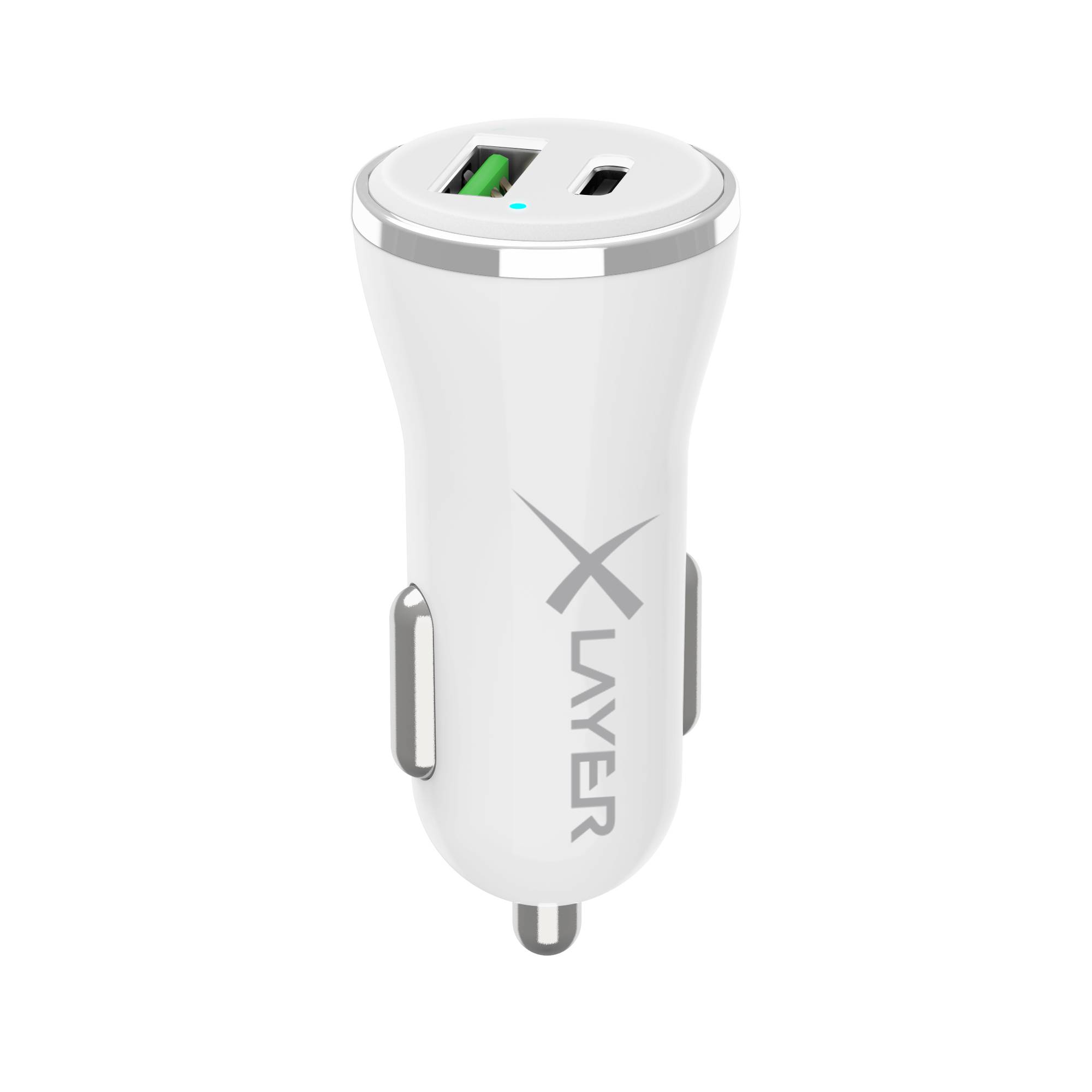 Kfz-Ladegerät XLayer Typ C (USB-C)/USB QC3.0 18W Dual Car Charger White
