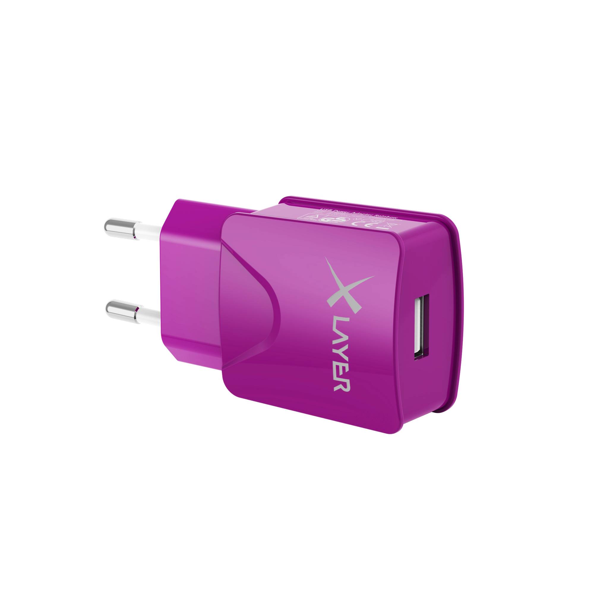 Ladegerät XLayer Colour Line USB Netzteil 2.1A Purple