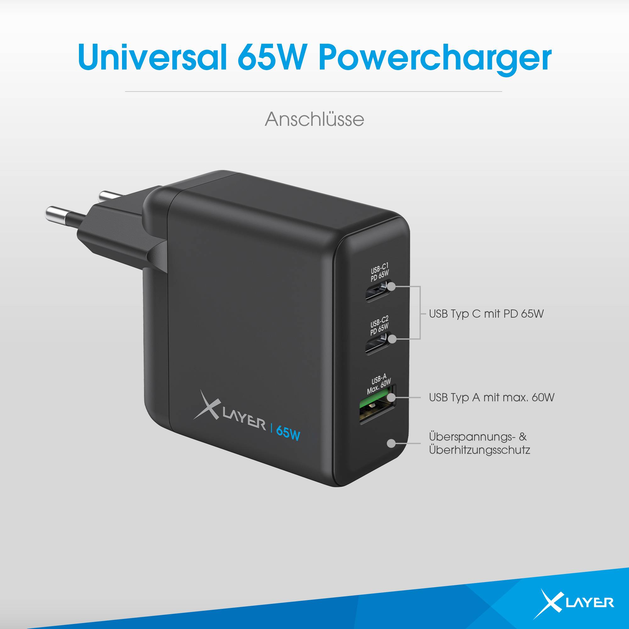 XLayer Powercharger 65W USB Typ C Black