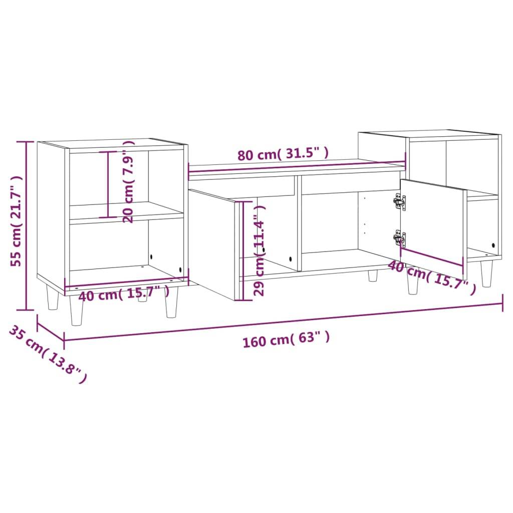 vidaXL TV-Schrank Betongrau 160x35x55 cm Holzwerkstoff