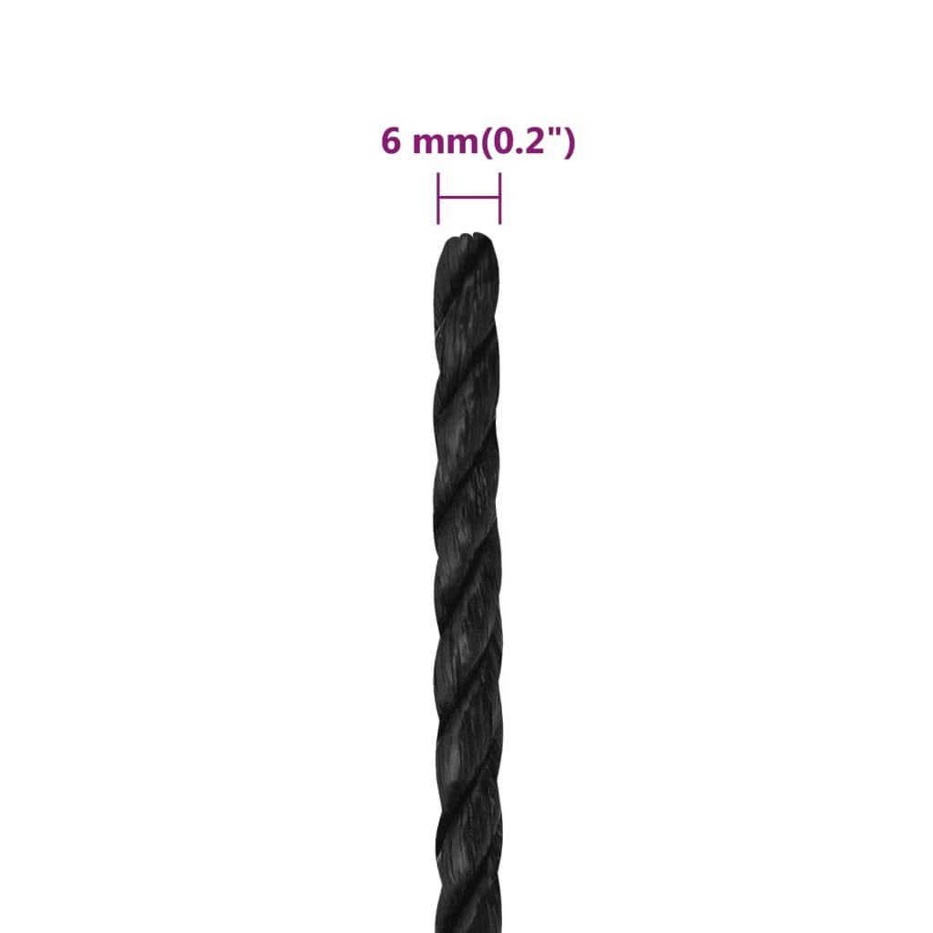 vidaXL Arbeitsseil Schwarz 6 mm 100 m Polypropylen