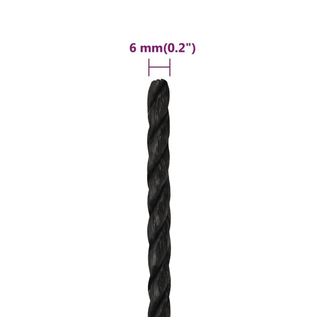 vidaXL Arbeitsseil Schwarz 6 mm 250 m Polypropylen