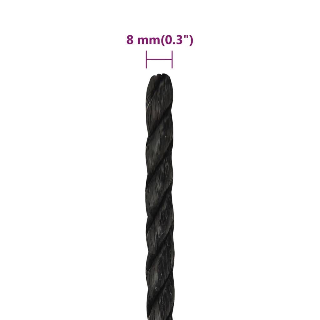 vidaXL Arbeitsseil Schwarz 8 mm 50 m Polypropylen