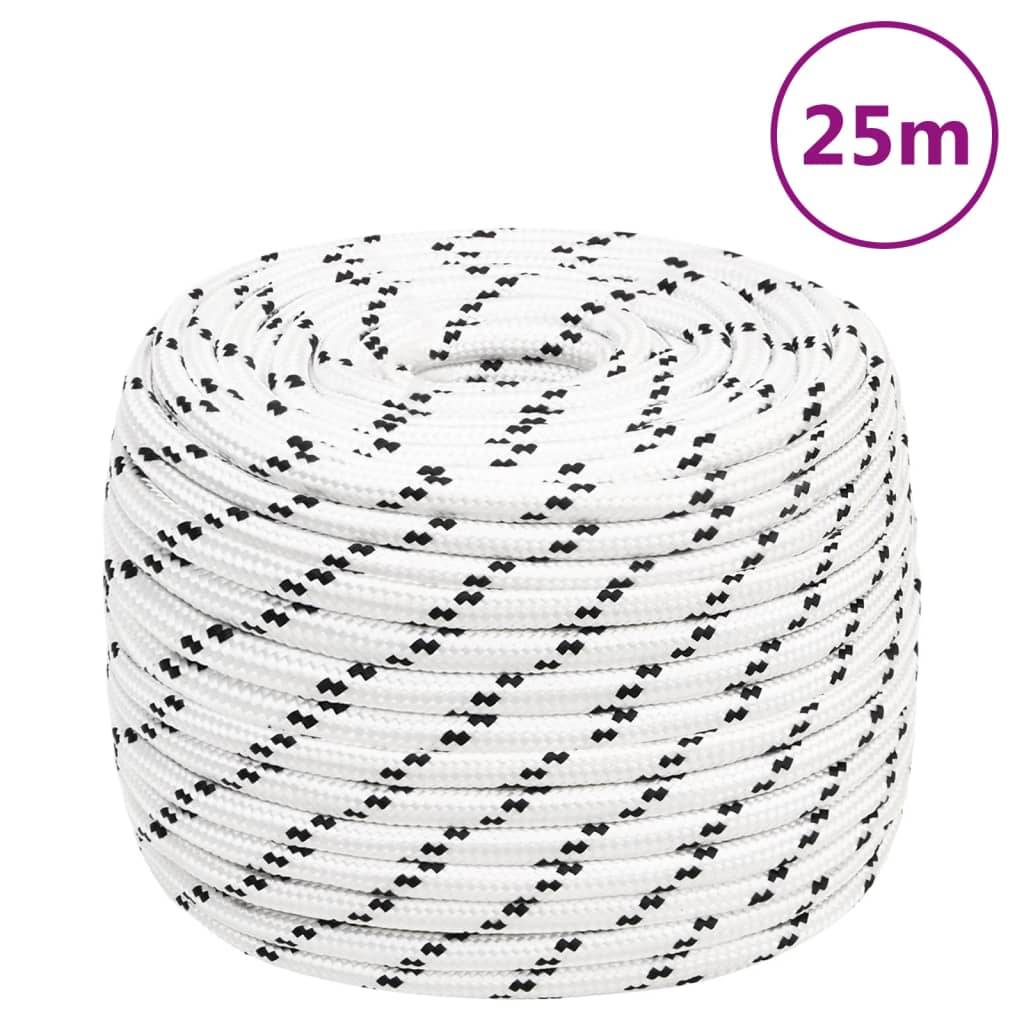 vidaXL Bootsseil Geflochten Weiß 12 mmx25 m Polyester