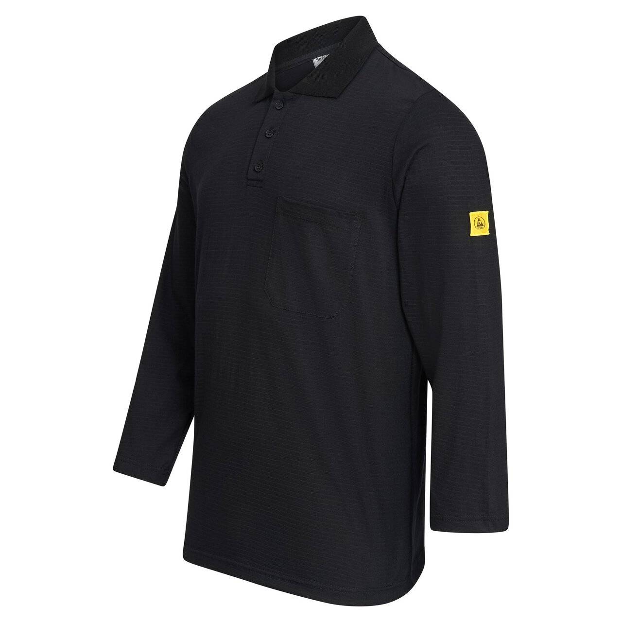 ESD-Poloshirt, linker Ärmel mit ESD-Symbol, langarm, 150g/m², schwarz, XL