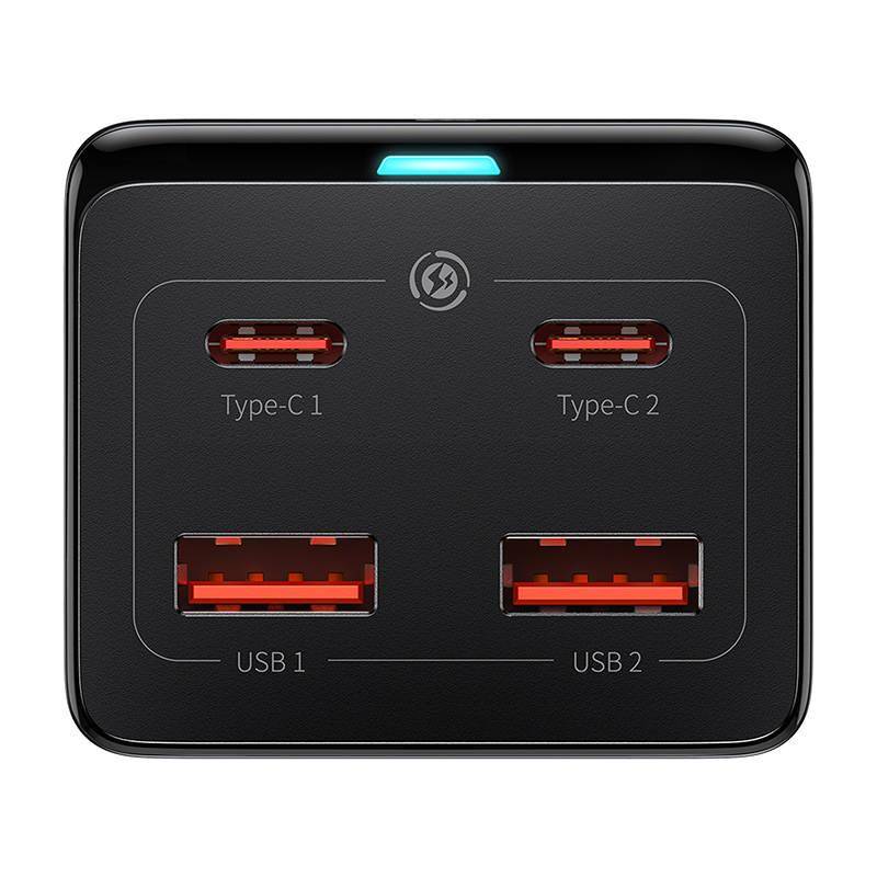 Baseus GaN3 Pro Wandladegerät / Powerstrip 2xUSB + 2xUSB-C + AC, 100W (schwarz)
