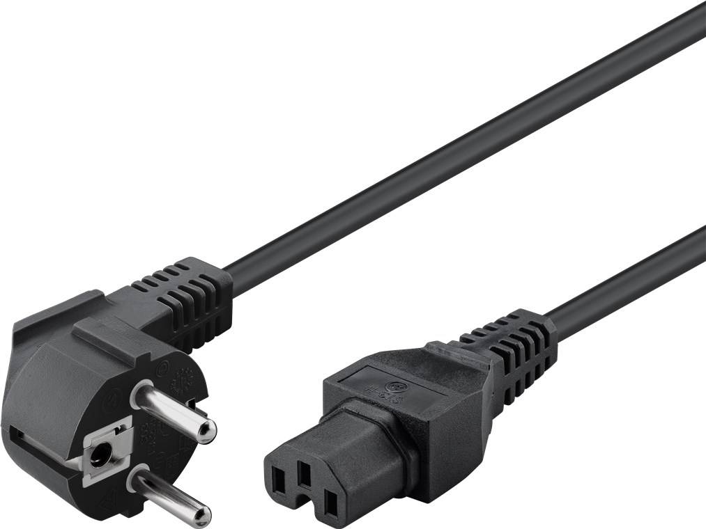 Goobay 93277 Warmgerätekabel mit C15 Buchse & Schutzkontaktstecker, Universelles Stromkabel, Netzkabel, Schwarz, 2.00 m