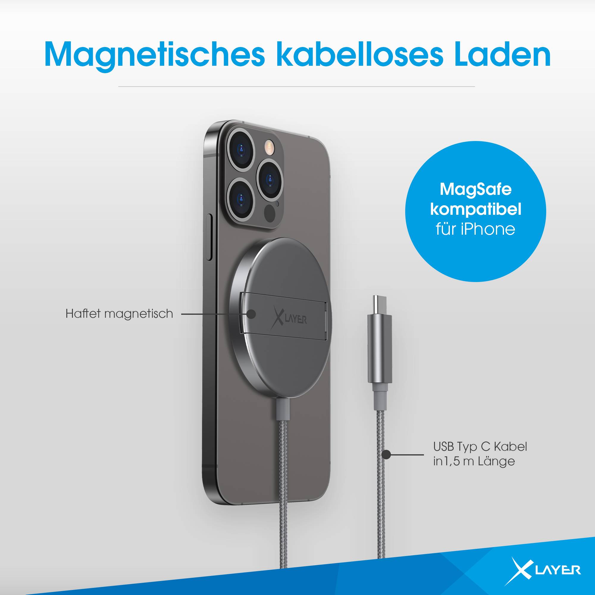 XLayer MagFix Pro Wireless Charging Stand magnetisch 15W Space Grey