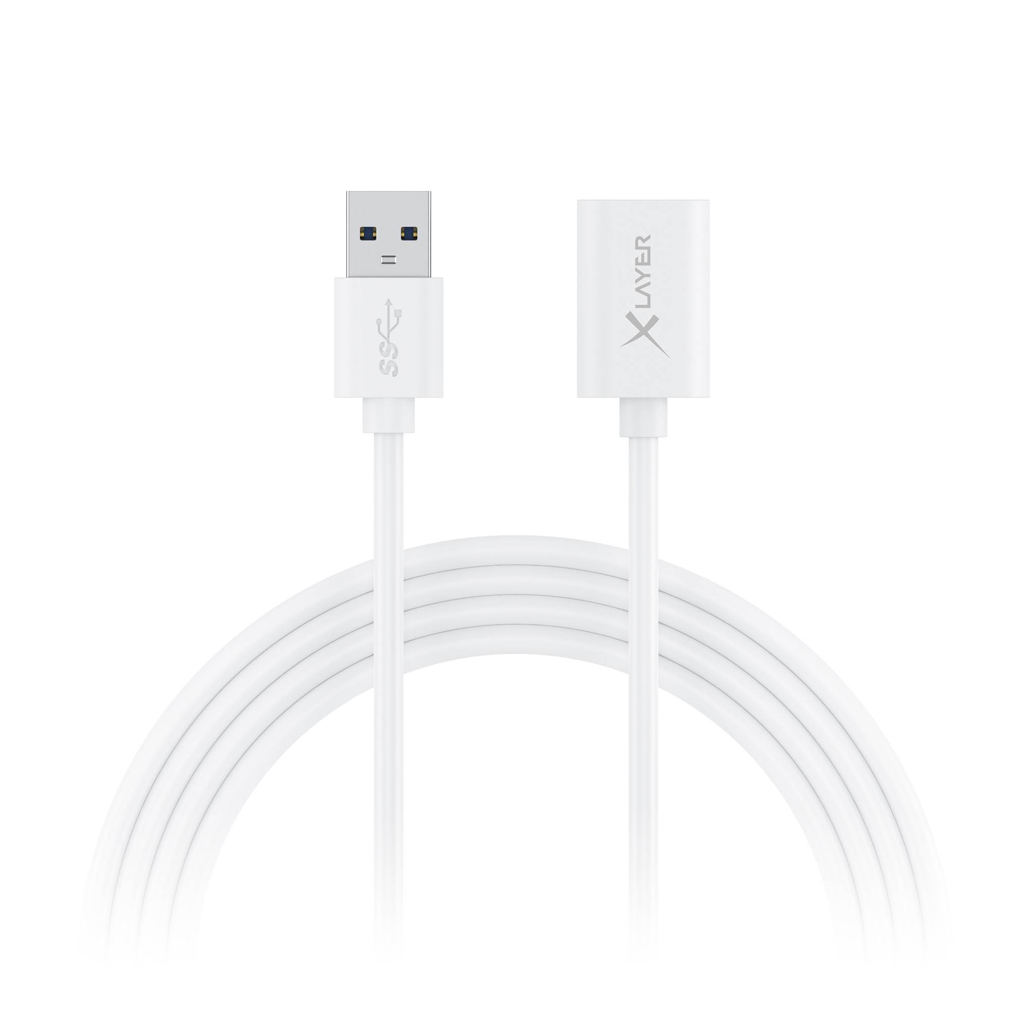 Kabel XLayer Colour Line Verlängerungskabel USB to USB 1.5 m White