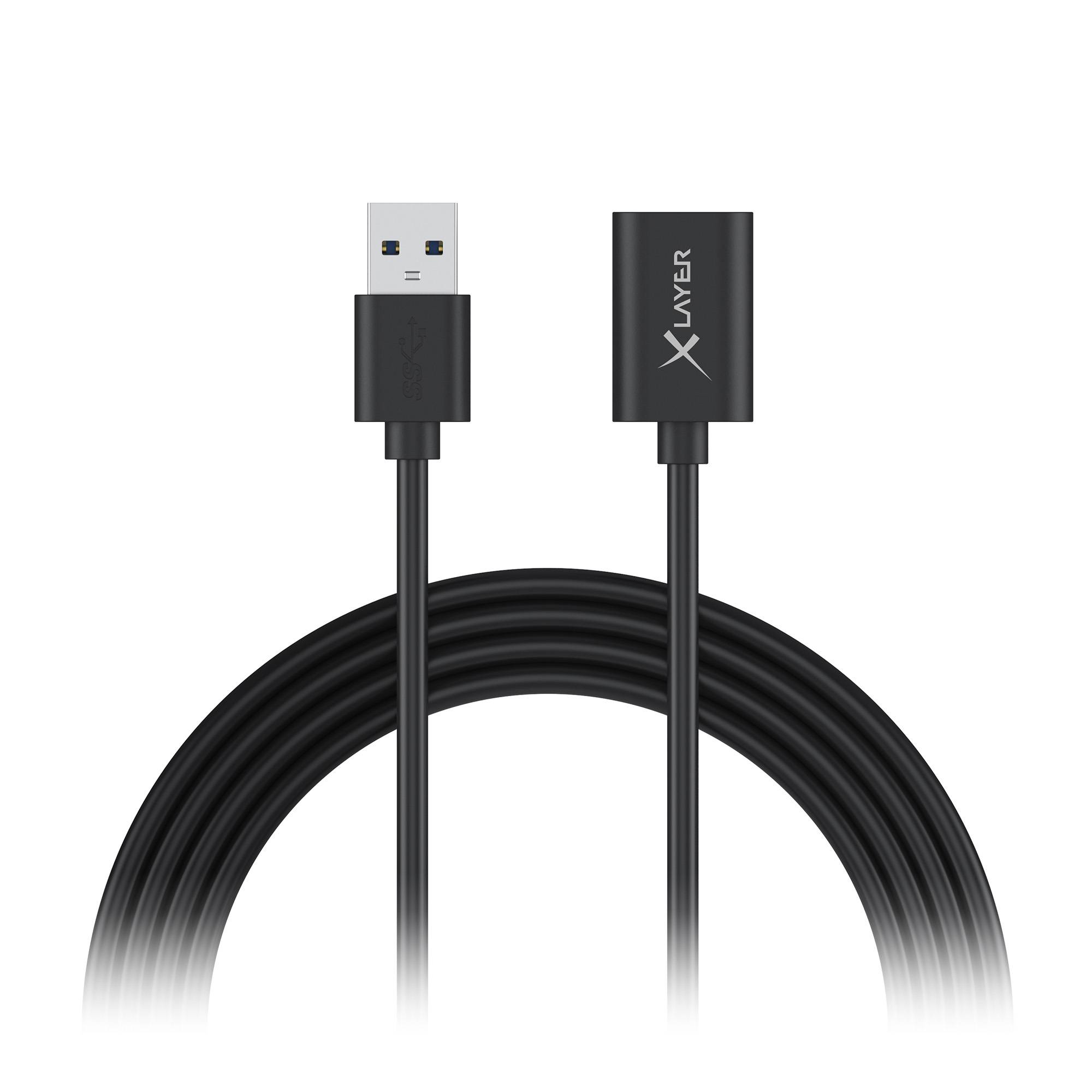Kabel XLayer Colour Line Verlängerungskabel USB to USB 1.5 m Black