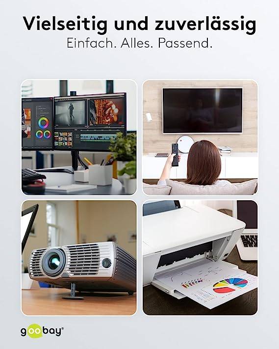 Goobay 97581 Kaltgerätekabel Verlängerung mit C14 Stecker & C13 Buchse Universelles Stromkabel Netzkabel, Weiß, 0.50 m