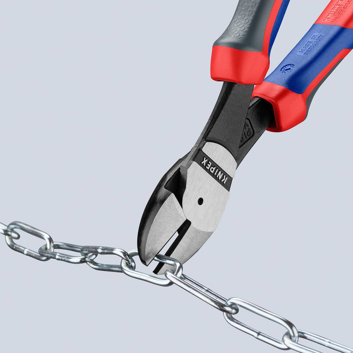 KNIPEX 74 02 200 Kraft-Seitenschneider mit Mehrkomponenten-Hüllen schwarz atramentiert 200 mm