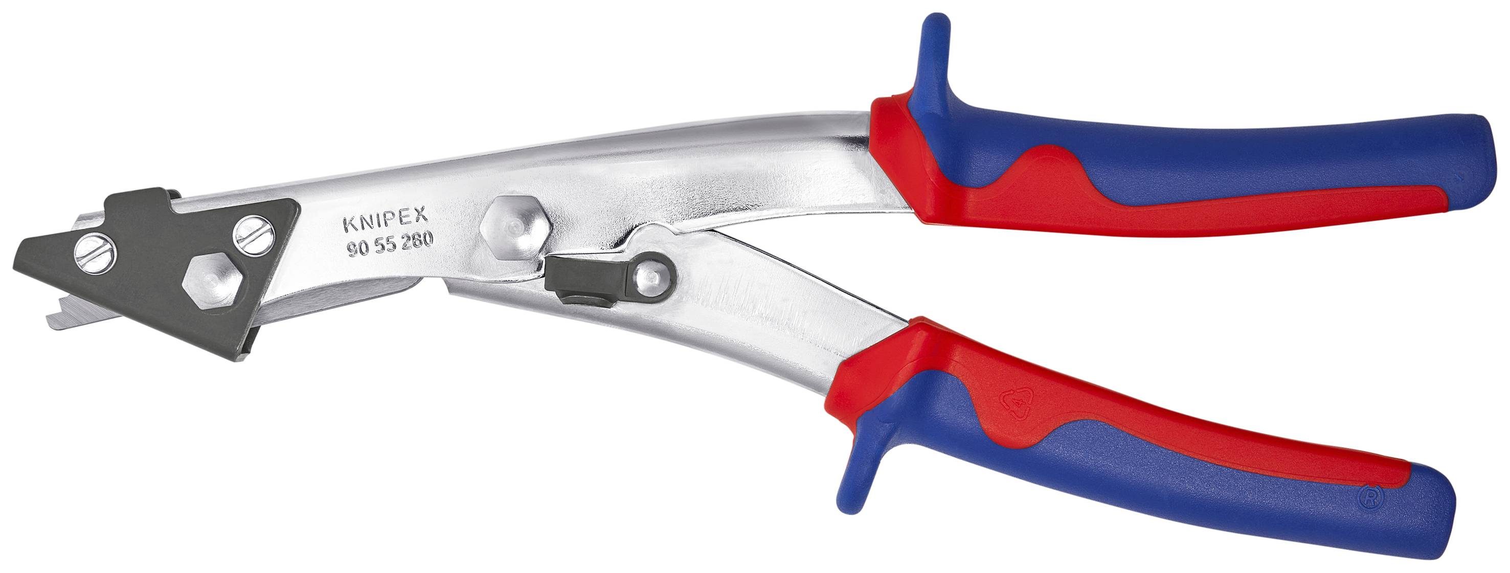 Knipex 90 55 280 Blechknabber mit Mehrkomponenten-Hüllen vernickelt 280mm Geeignet für Eisenblech, Kupferblech, Aluminium