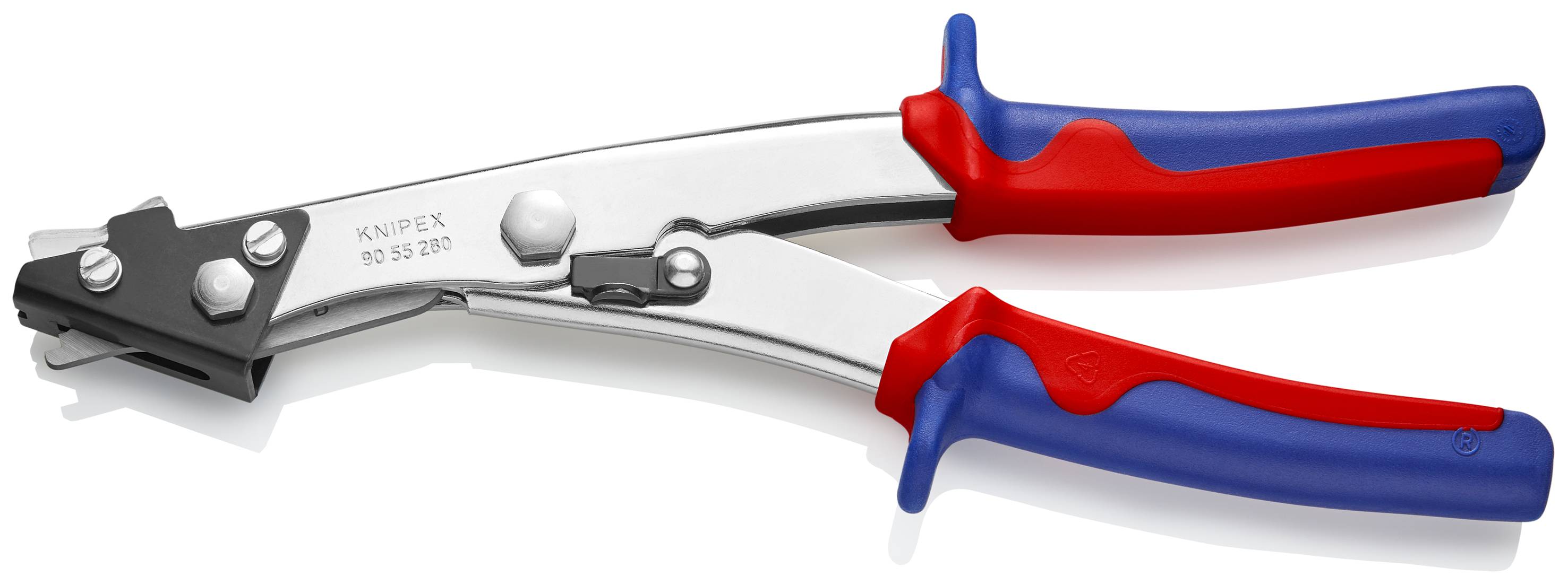 Knipex 90 55 280 Blechknabber mit Mehrkomponenten-Hüllen vernickelt 280mm Geeignet für Eisenblech, Kupferblech, Aluminium
