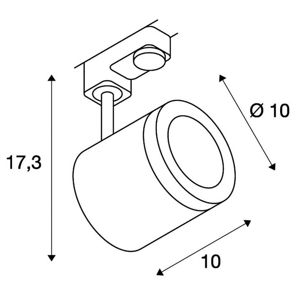 SLV Enola Hochvolt-Schienensystem-Leuchte 3phasig LED fest eingebaut 9W LED Schwarz