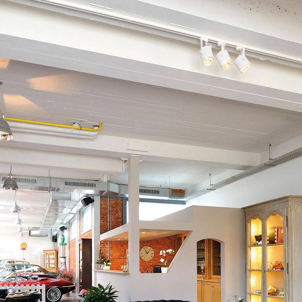 SLV Euro Hochvolt-Schienensystem-Leuchte 3phasig GU10 75 W Halogen, LED Weiß