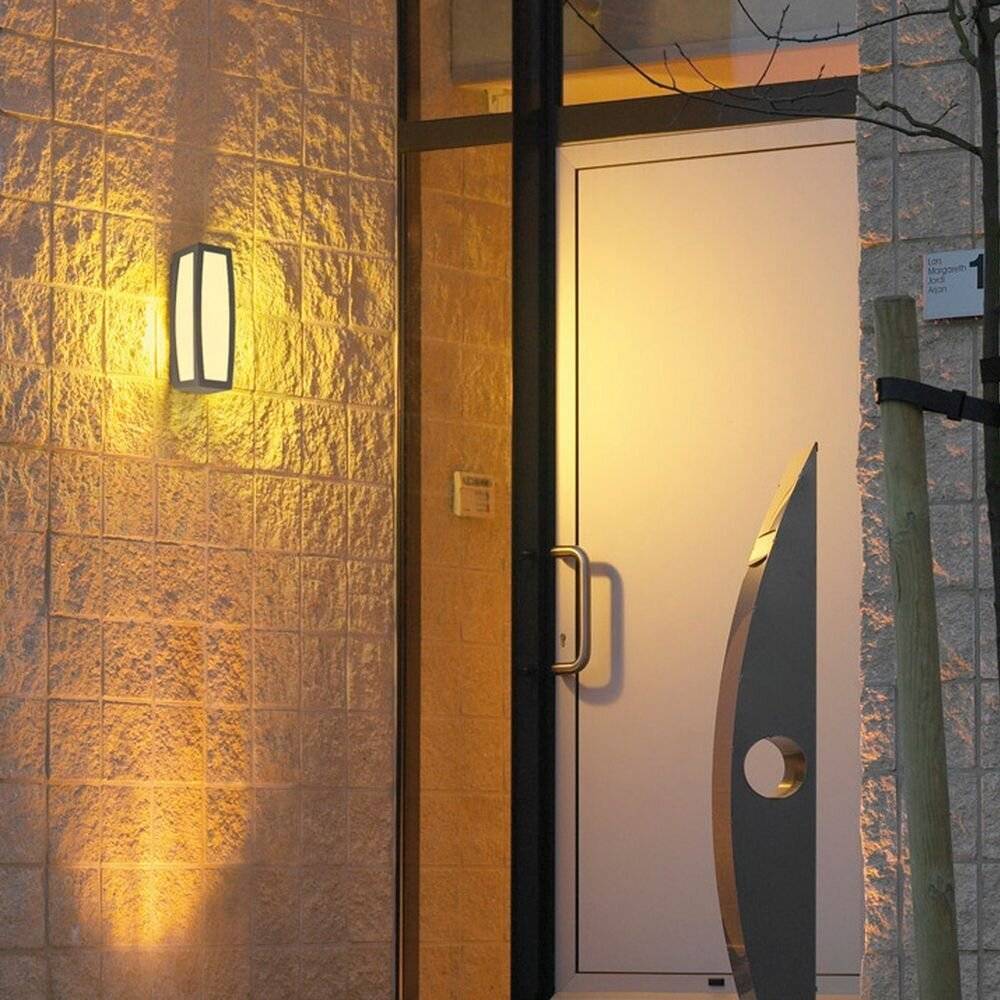 SLV Meridian 230085 Außenwandleuchte mit Bewegungsmelder Energiesparlampe, LED E27 20 W Anthrazit