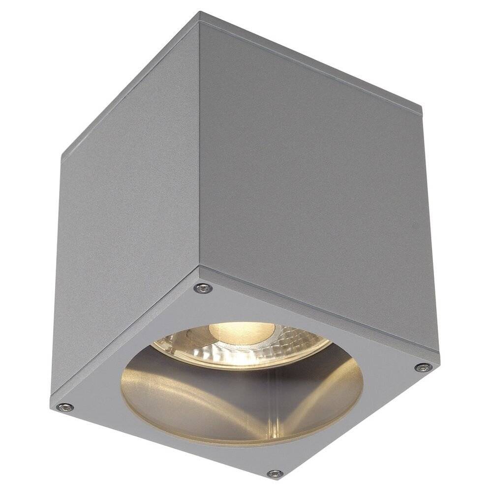 SLV 229554 Big Theo Außendeckenleuchte Halogen, LED GU10 75 W Silber-Grau