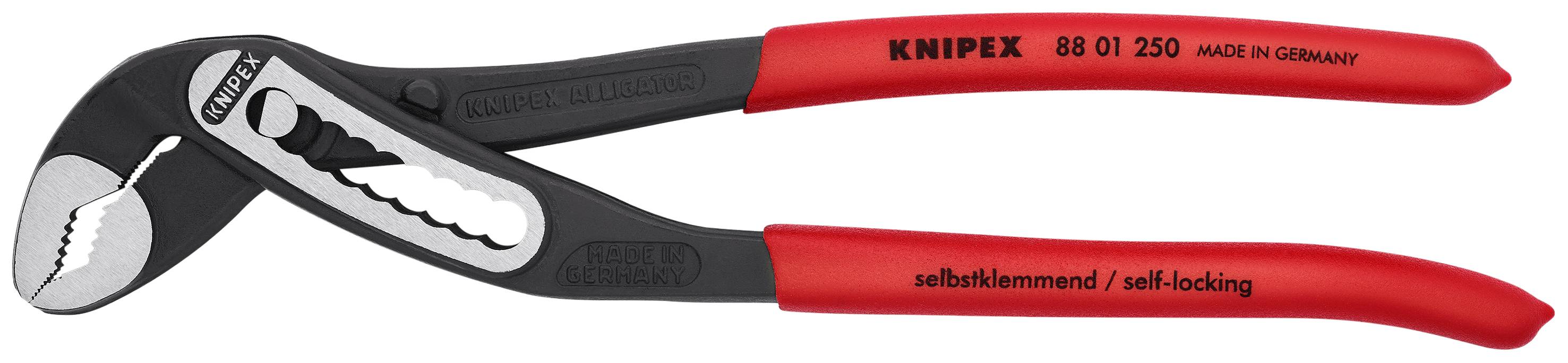 KNIPEX 88 01 250 SB Alligator® Wasserpumpenzange mit rutschhemmendem Kunststoff überzogen schwarz atramentiert 250 mm