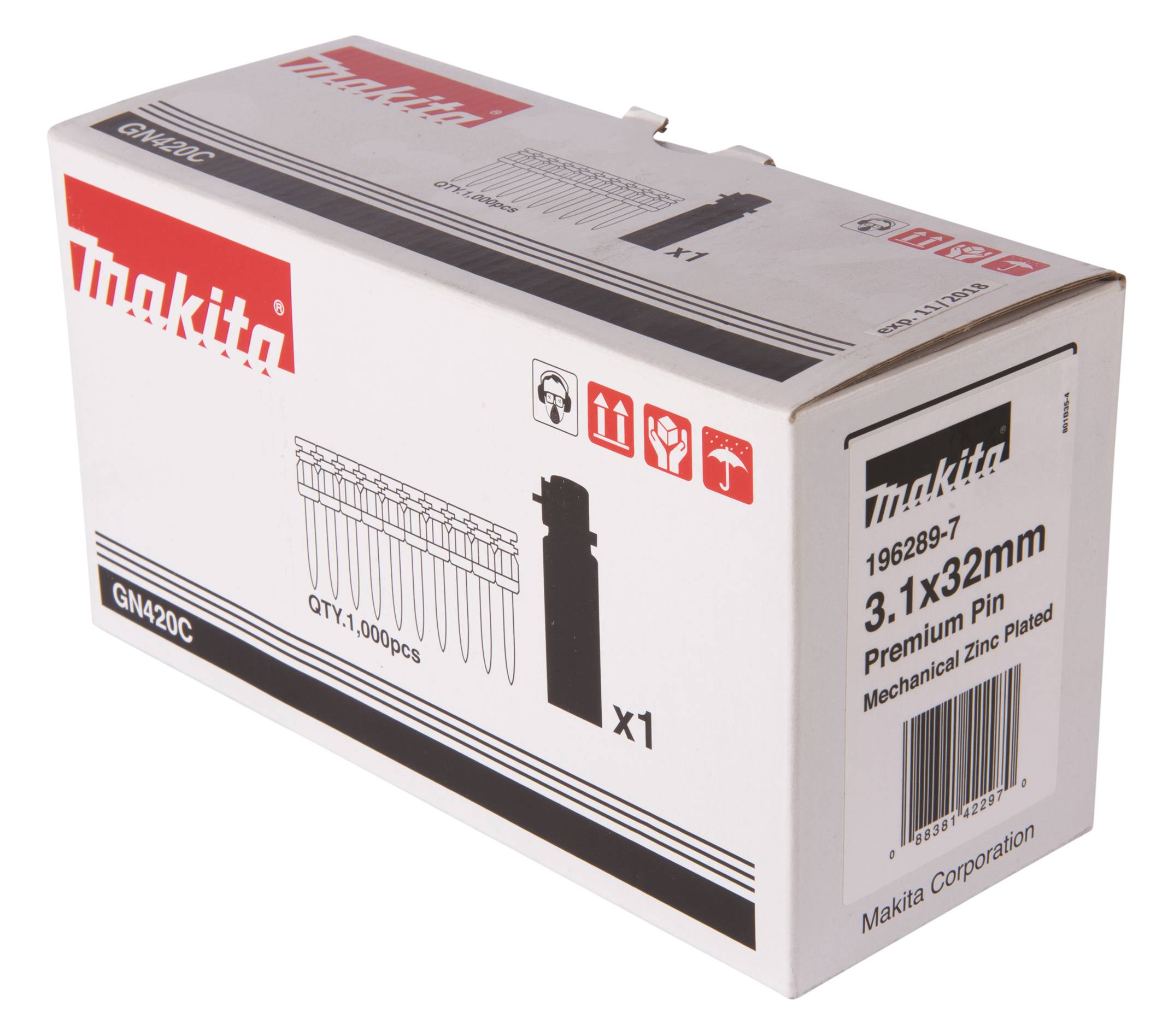 Makita Betonnägel 3,1 x 32 mm, 1.000 Stk. mit Gaskartusche Beton • 3,1 x 32 mm • 1.000 Stk.