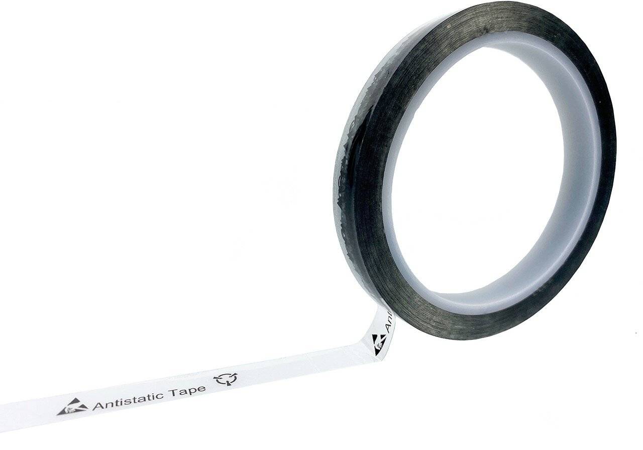 ESD-Klebeband mit ESD-Warnsymbol, transparent, 12mm, 36m