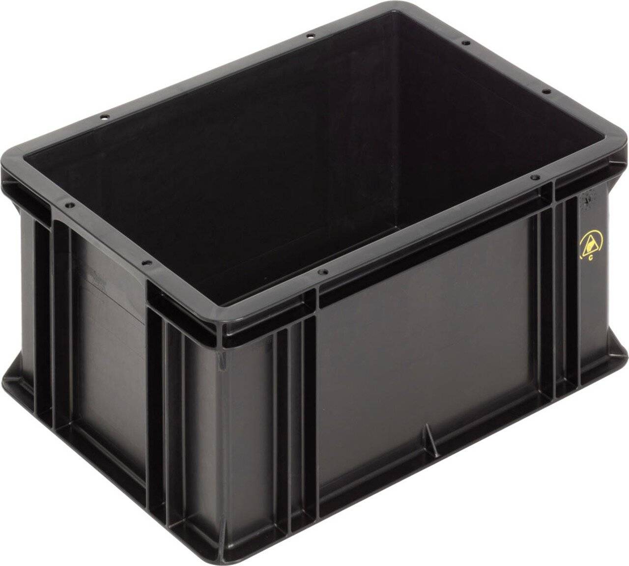 ESD Behälter BL, Griffleisten, schwarz, 400 x 300 x 212 mm