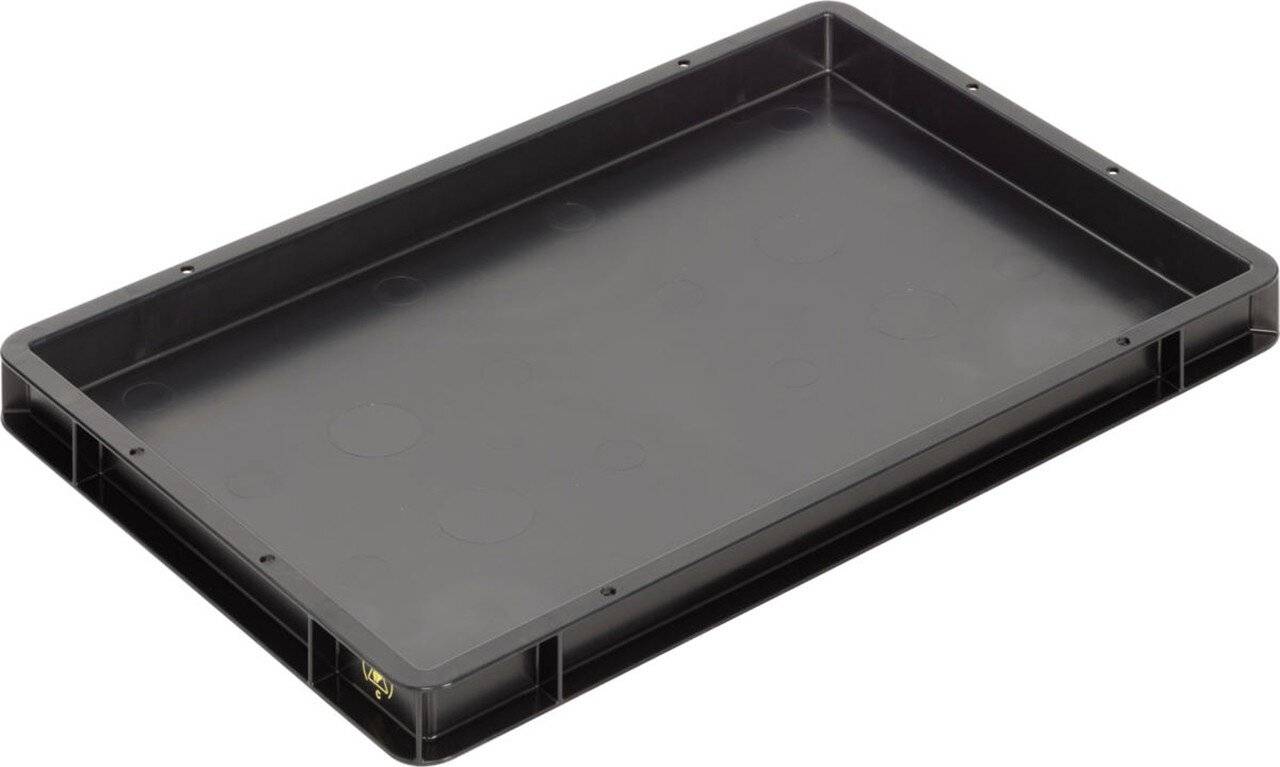 ESD Behälter BL, Griffleisten, schwarz, 600 x 400 x 56 mm