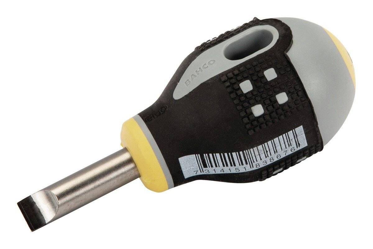 ERGO™ Schraubendreher für Schlitzschrauben, gerade, mit kurzem Gummigriff, 1,2 mm x 6,5 mm x 45 mm