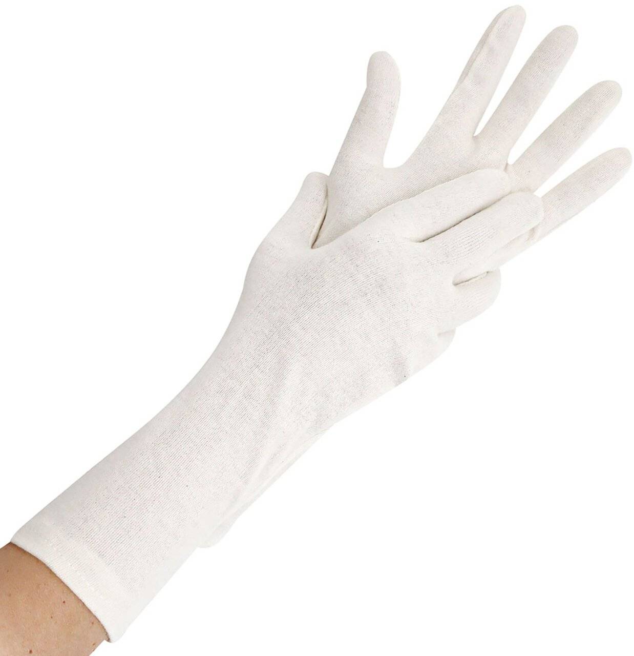 Hygostar Baumwoll-Handschuh NATURE 35cm Größe M, natur, Stück