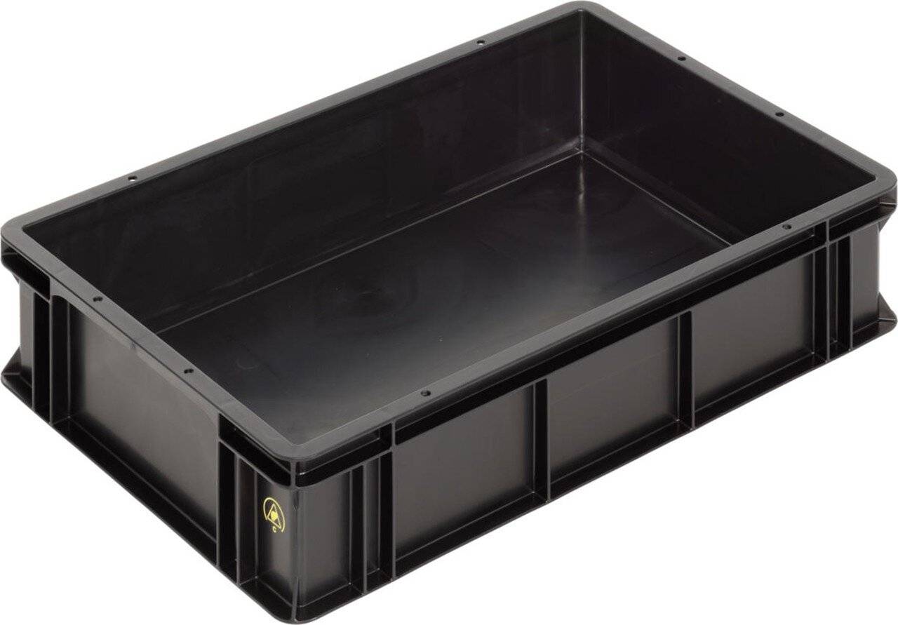 ESD Behälter BL, Griffleisten, schwarz, 600 x 400 x 145 mm