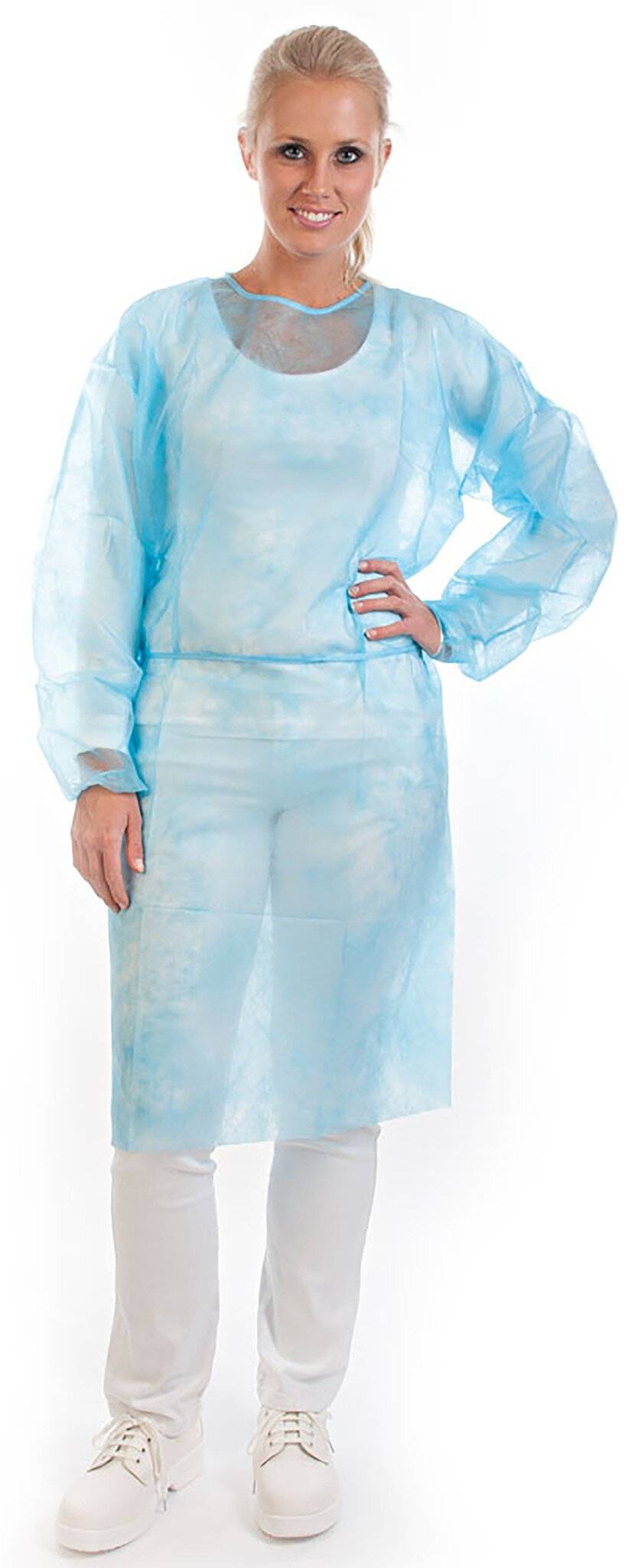 Hygostar OP-Kittel PP, blau, 140x150cm, Armgummi & Taillenband