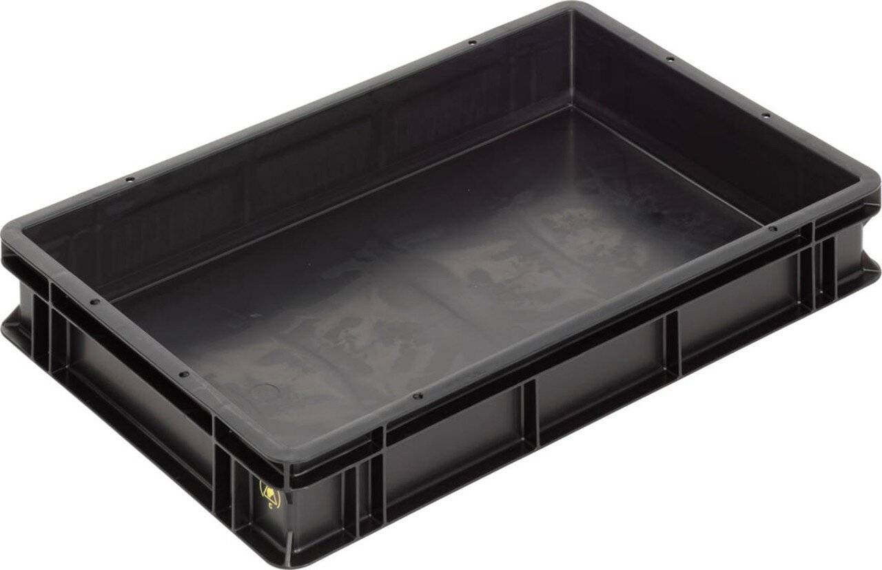 ESD Behälter BL, Griffleisten, schwarz, 600 x 400 x 101 mm